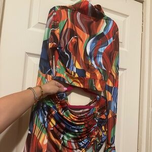 Abstract swirl skirt set